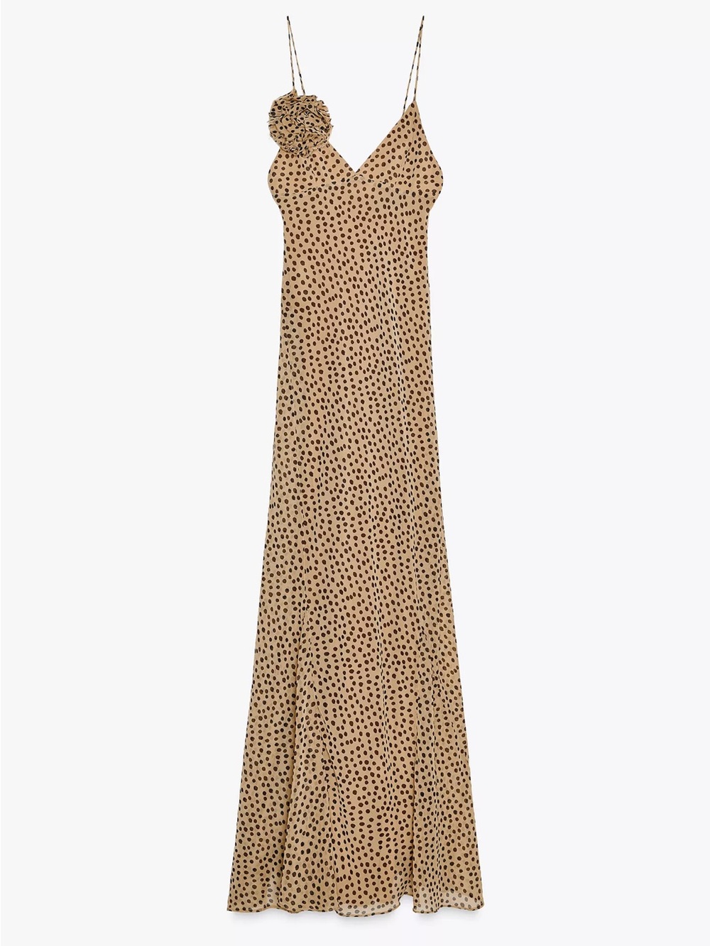 Zara Floral Polka Dot Maxi Dress with Spaghetti Straps